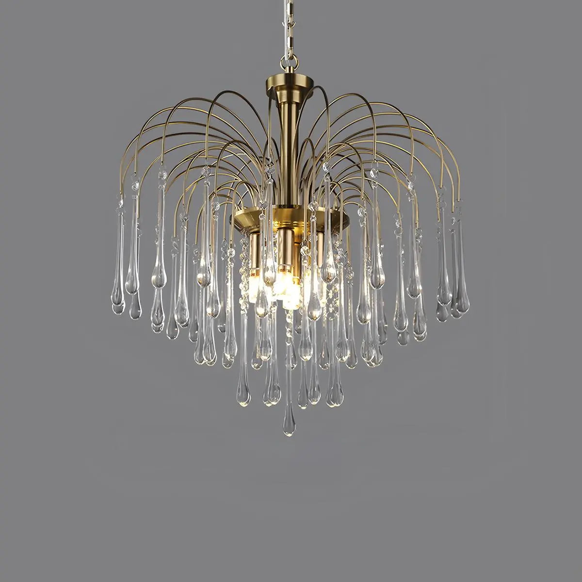Antizer French Retro Water Drop Glass Chandelier Clear ∅21.7″x H 24.4" / Dia 55cm x H 62cm