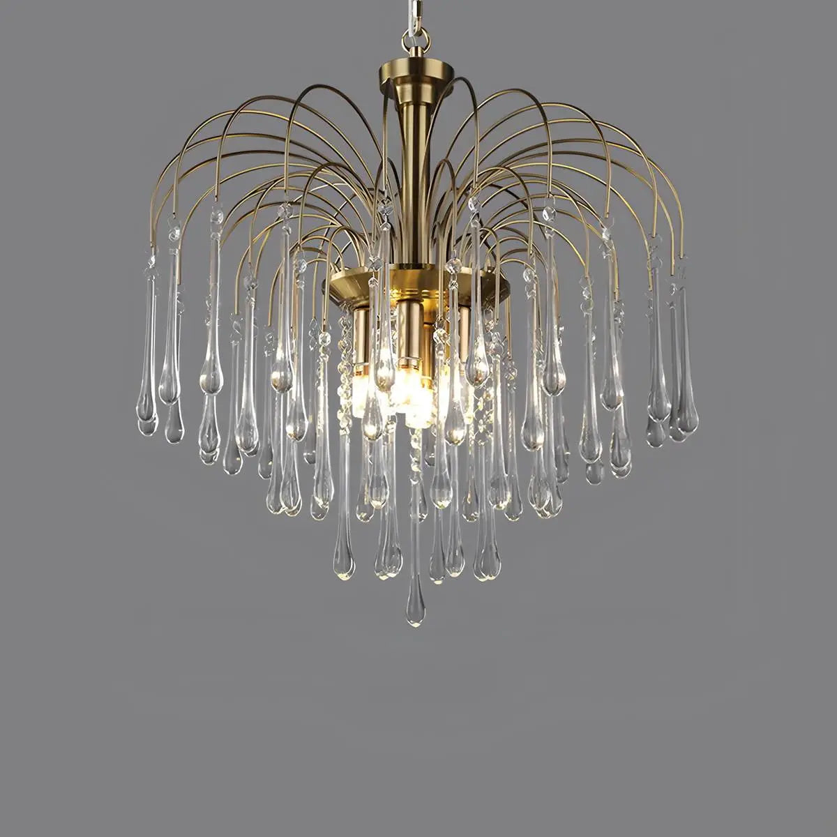 Antizer French Retro Water Drop Glass Chandelier Clear ∅23.6″x H 22" / Dia 60cm x H 56cm