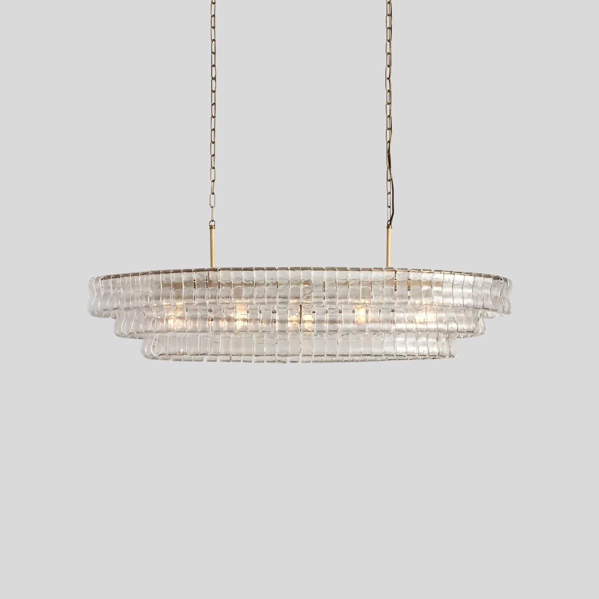 Antizer Light Luxury Murano Ring Layered Glass Chandelier Clear Long 3 Layers