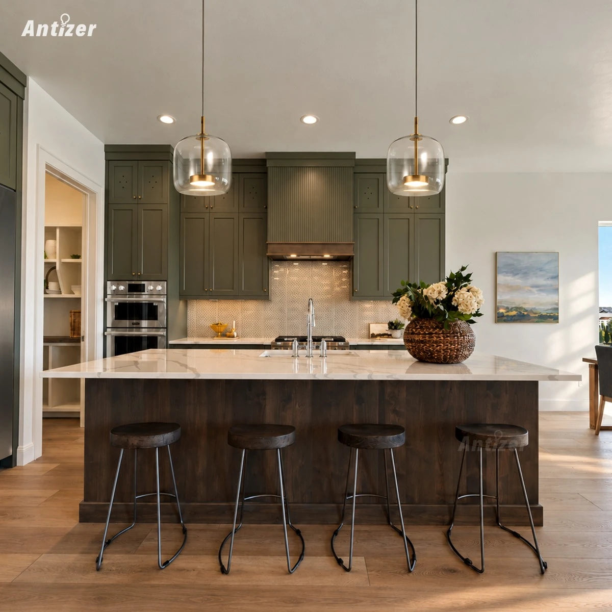 Antizer Modern Glass Pendant Light for Dining Room