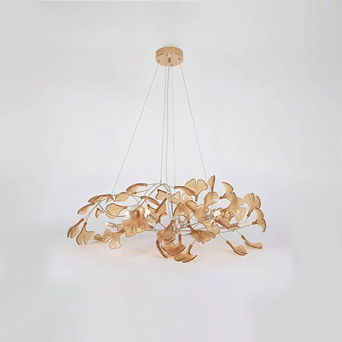 Antizer Acrylic Ginkgo Leaf Chandelier for Dining Area Coffee L 31.5" x H 15.7"