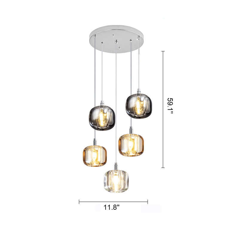 modern multi glass chandelier size