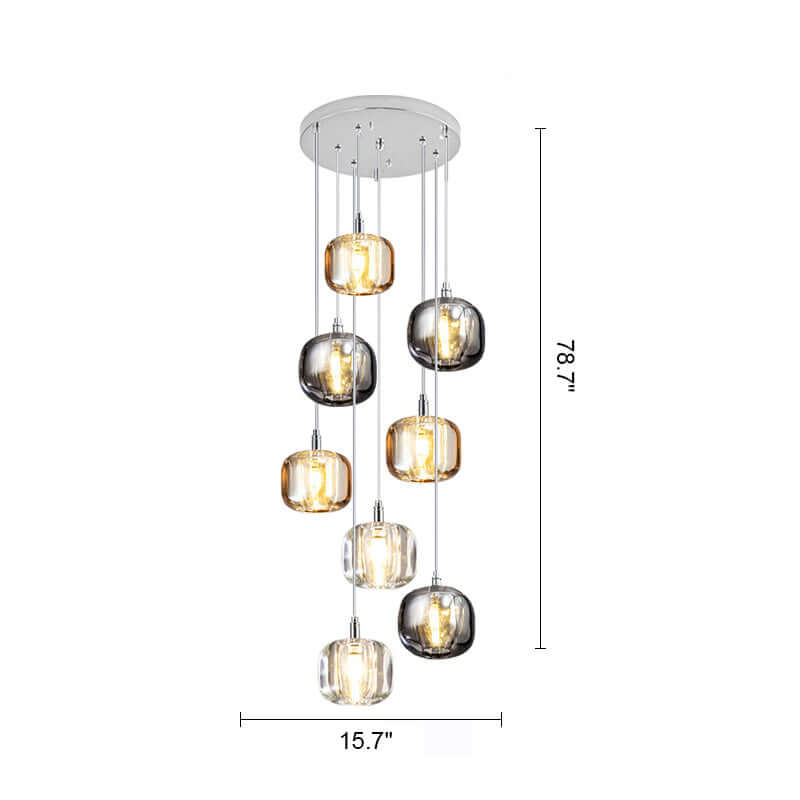 modern multi glass chandelier size