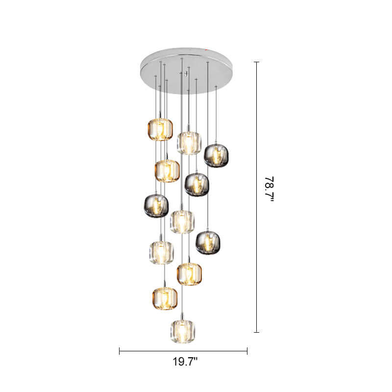 modern multi glass chandelier size