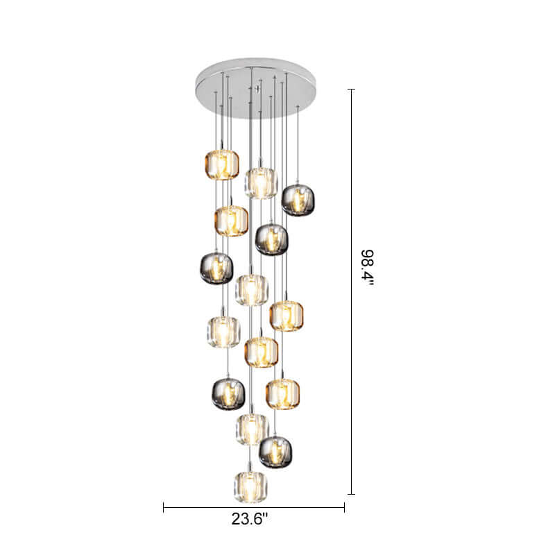 modern multi glass chandelier size