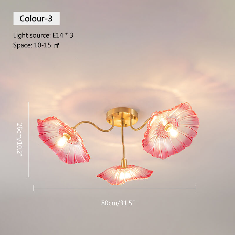 Antizer Lotus Leaf Glass Ceiling Lamp for Living Room