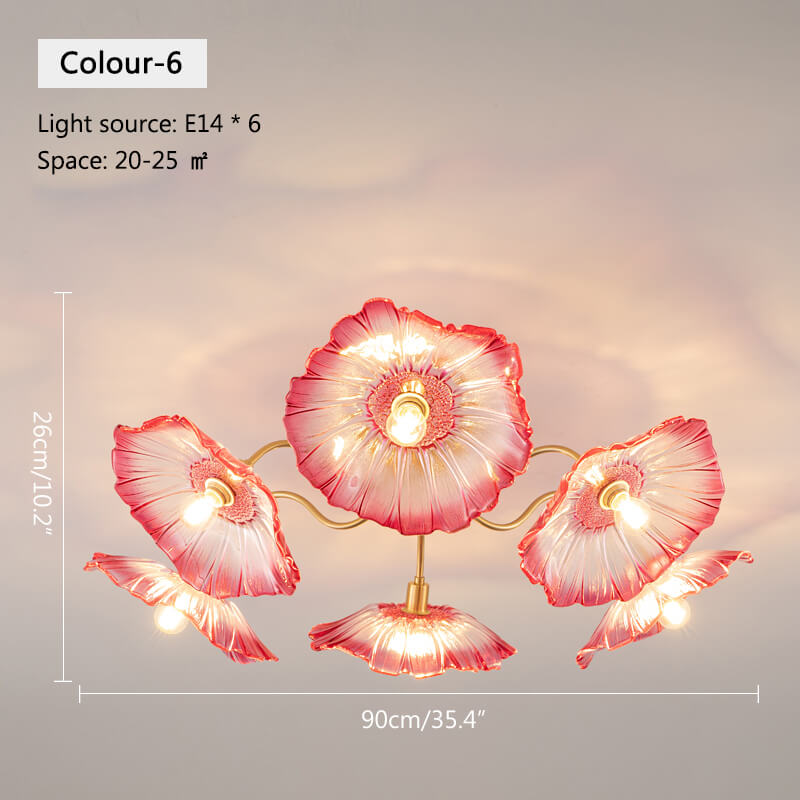 Antizer Lotus Leaf Glass Ceiling Lamp for Living Room