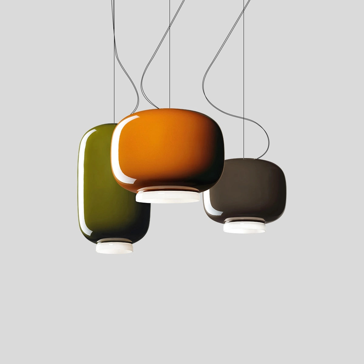 Antizer Modern Colored Glass Lantern Pendant Light Combo Set Warm Light