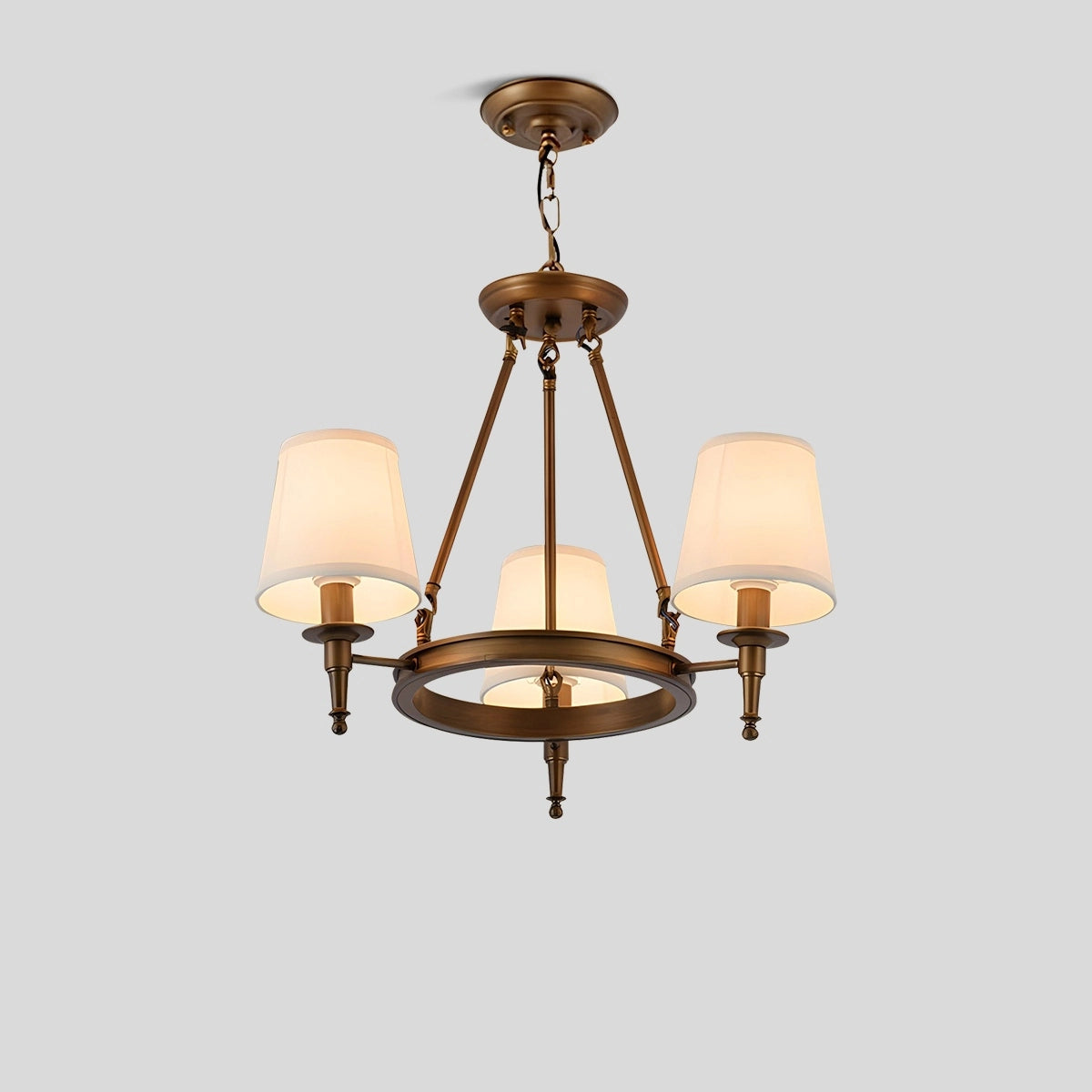 Antizer Vintage Ring Metal Fabric Chandelier Copper 3 Heads