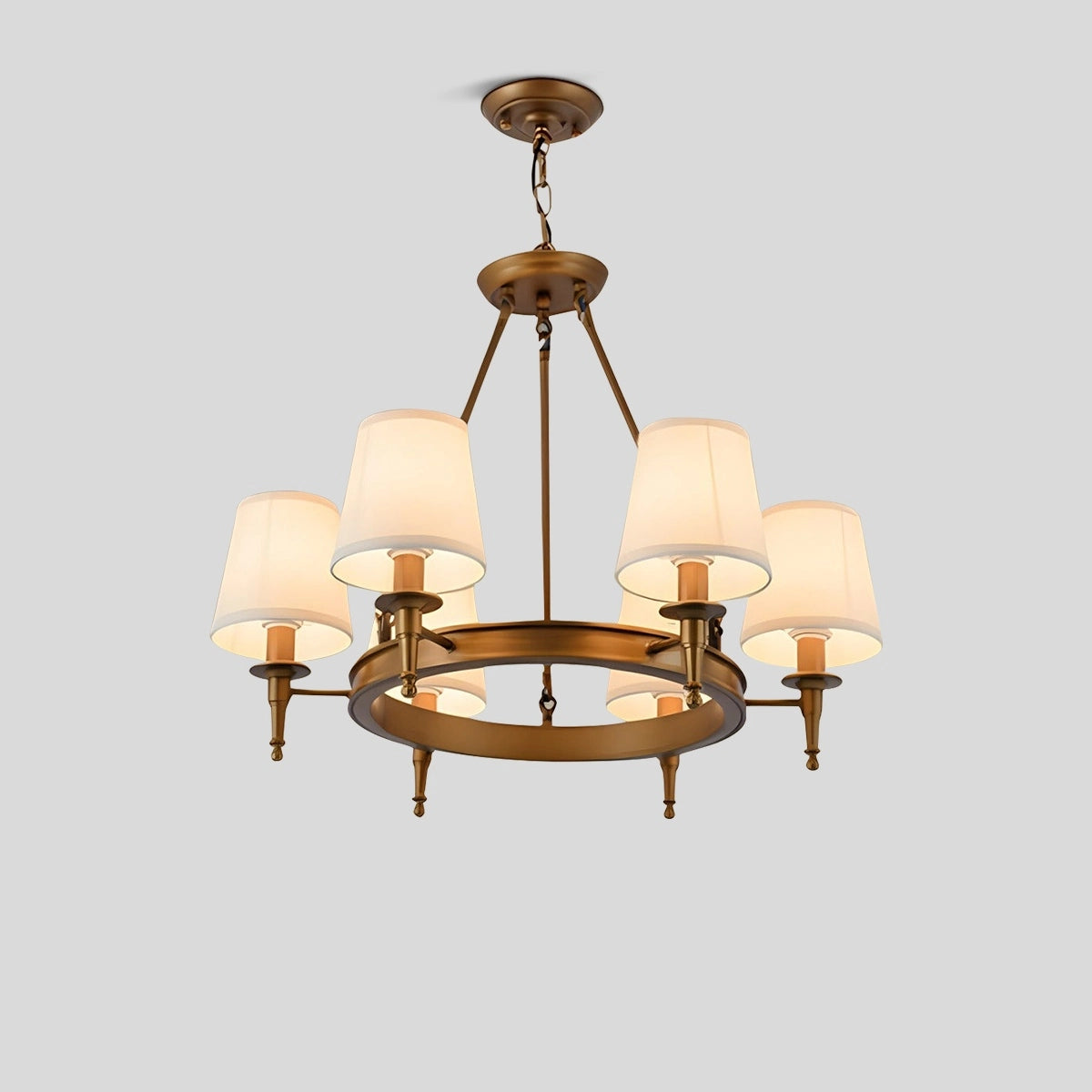 Antizer Vintage Ring Metal Fabric Chandelier Copper 6 Heads