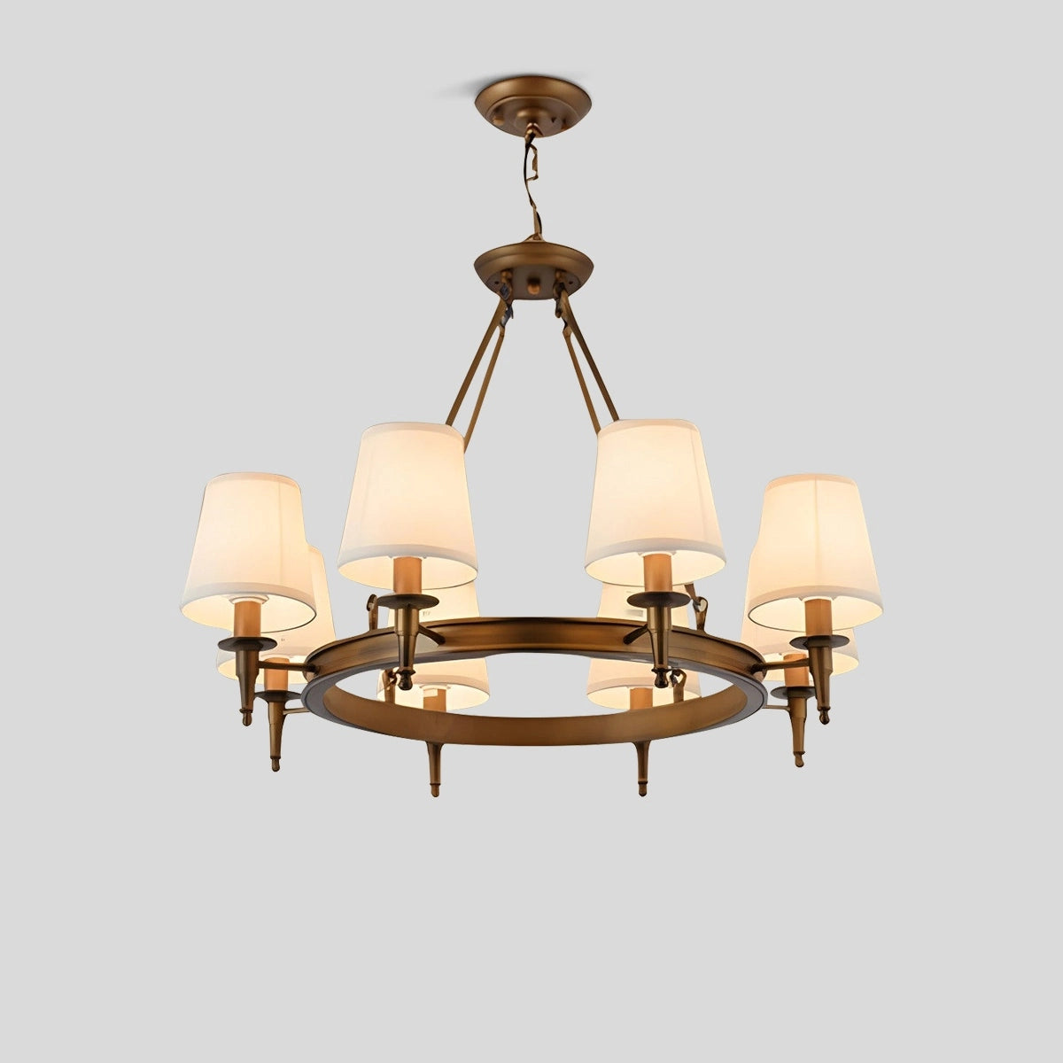 Antizer Vintage Ring Metal Fabric Chandelier Copper 8 Heads
