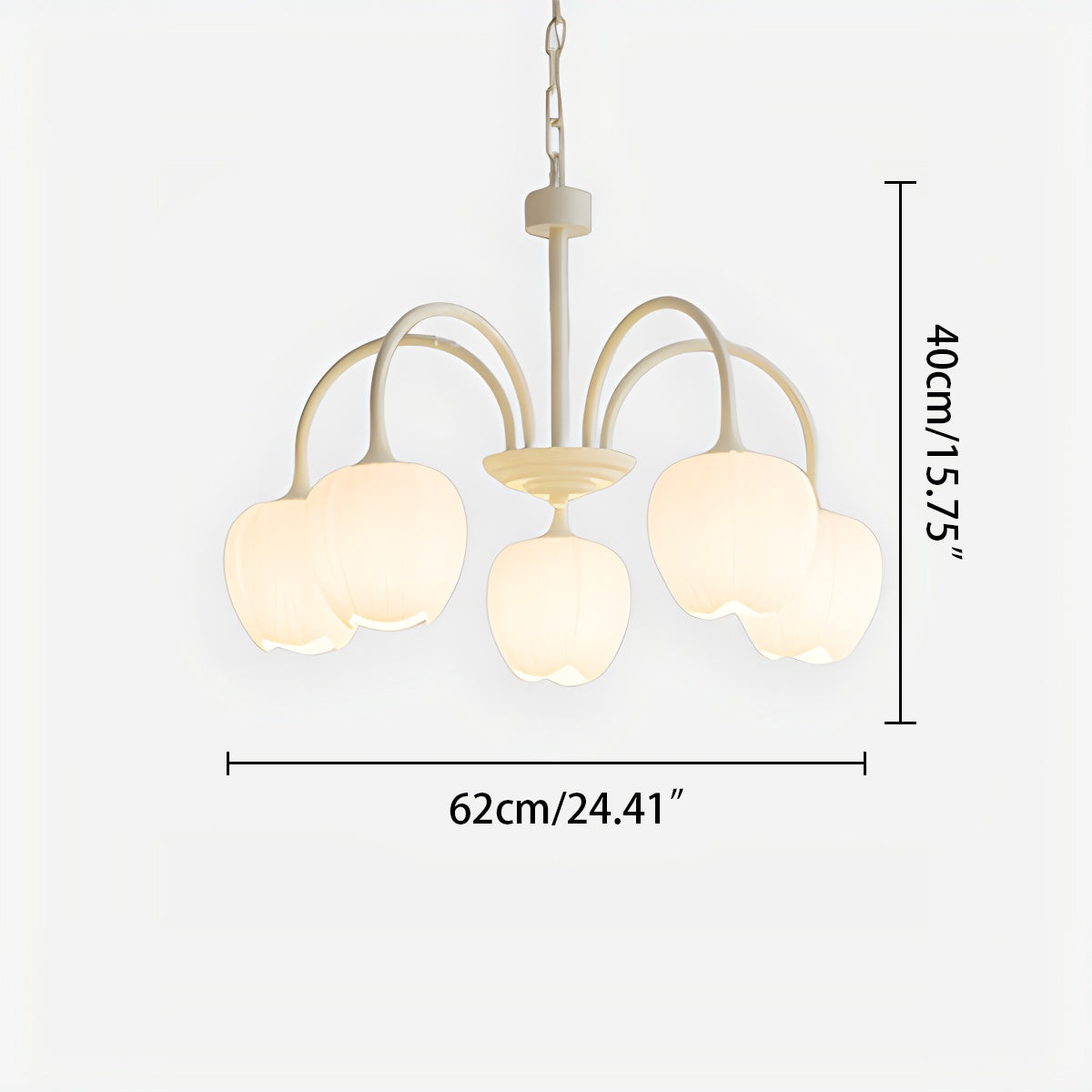 height of tulip matcha chandeliers