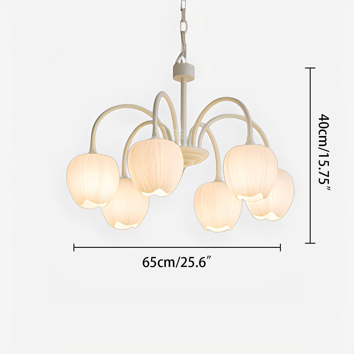 glass tulip chandelier size