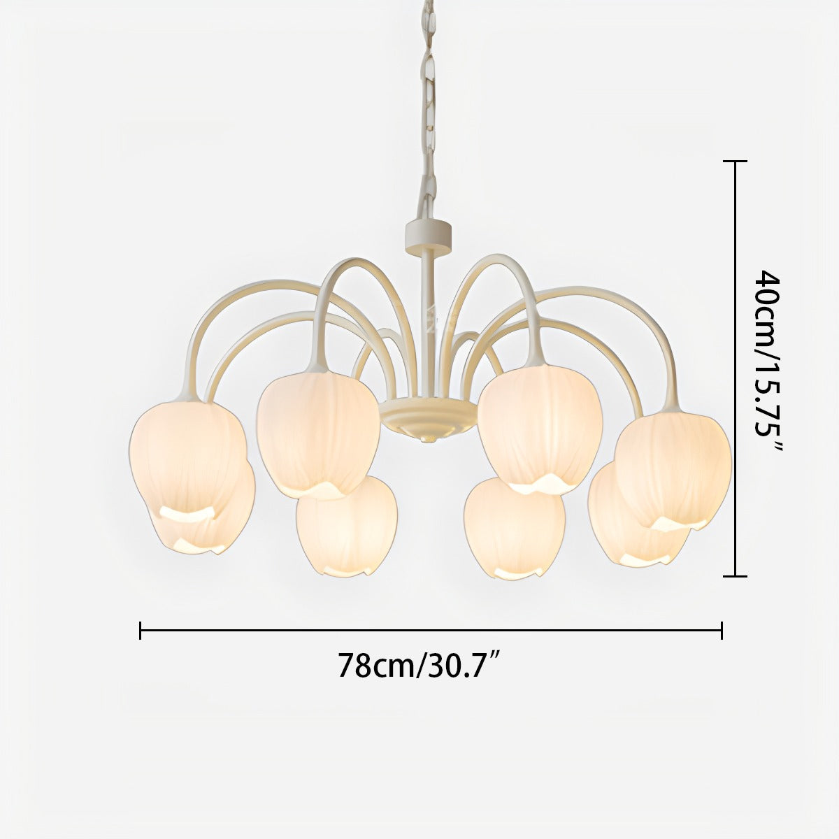 glass tulip chandelier size