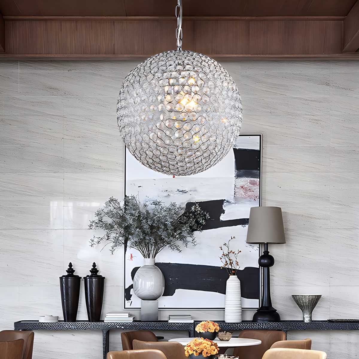 Antizer Creative Crystal Ball Chandelier for Dining Room