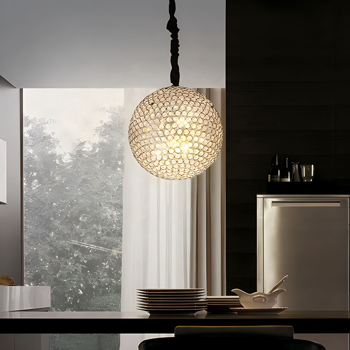 Antizer Creative Crystal Ball Chandelier for Dining Room