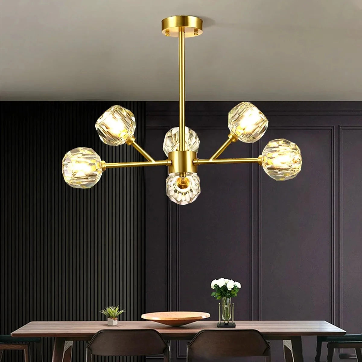 Antizer Crystal Ball Round Cluster Chandelier