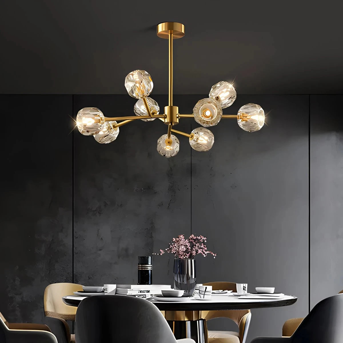 Antizer Crystal Ball Round Cluster Chandelier