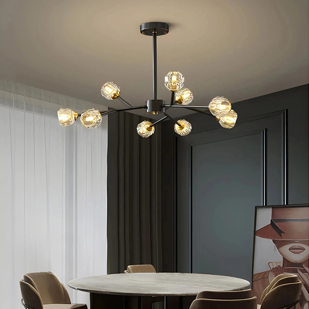 Antizer Crystal Ball Round Cluster Chandelier