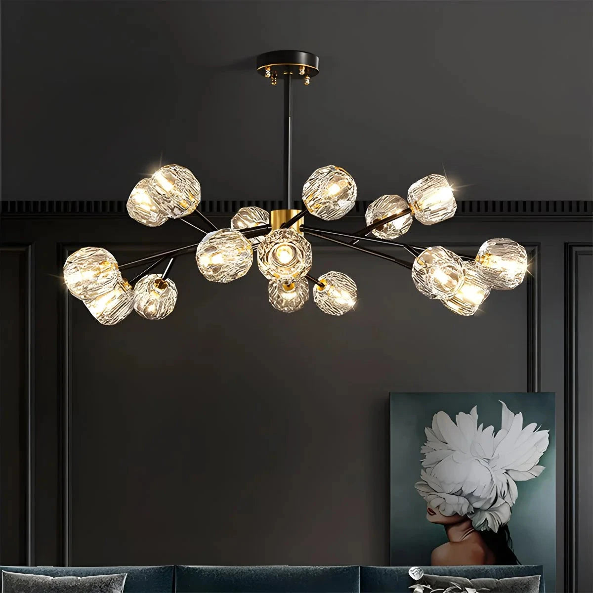 Antizer Crystal Ball Round Cluster Chandelier