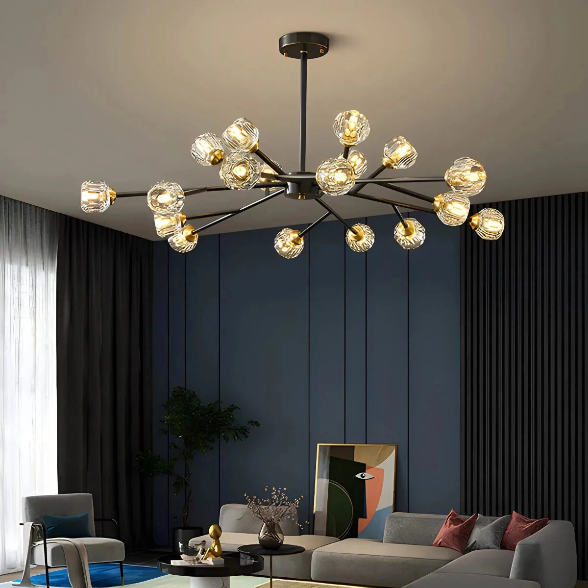 Antizer Crystal Ball Round Cluster Chandelier