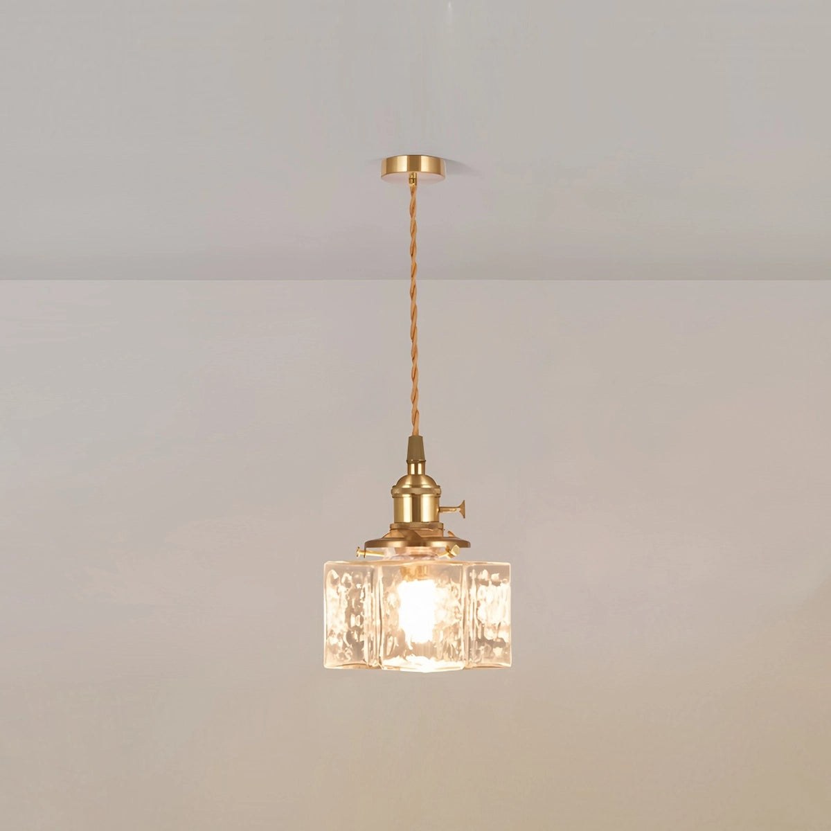 Antizer Verglas Clear Glass Pendant Light for Bedroom Cube