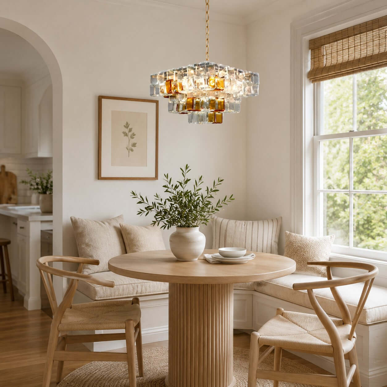 Antizer Murano Layered Cube Glass Chandelier