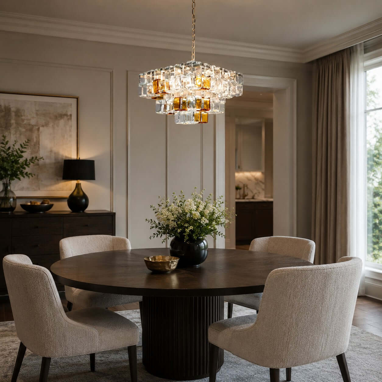 Antizer Murano Layered Cube Glass Chandelier