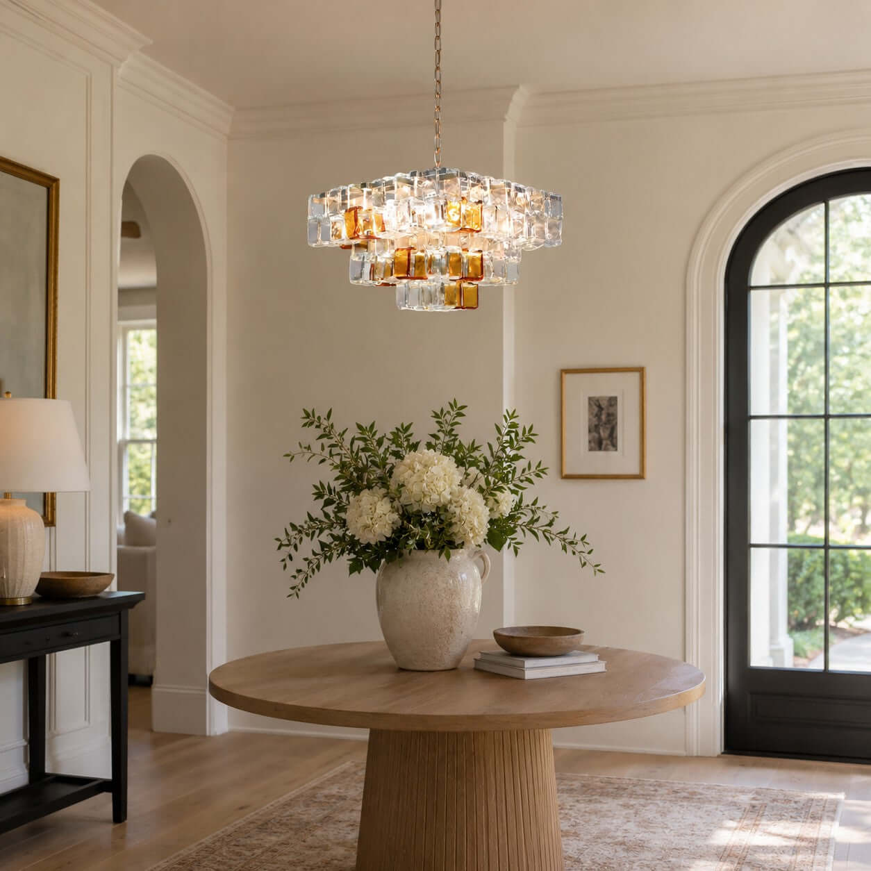 Antizer Murano Layered Cube Glass Chandelier