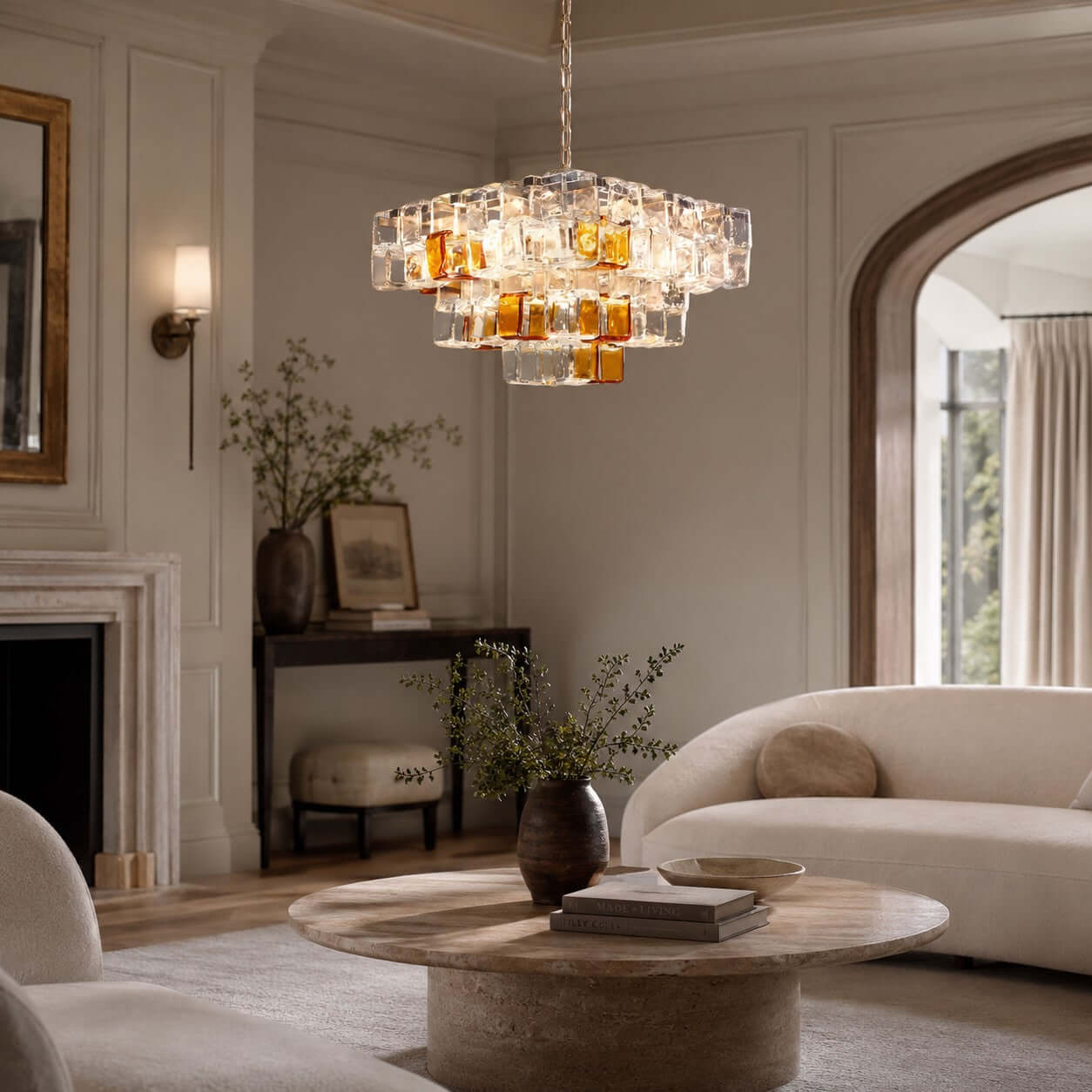 Antizer Murano Layered Cube Glass Chandelier