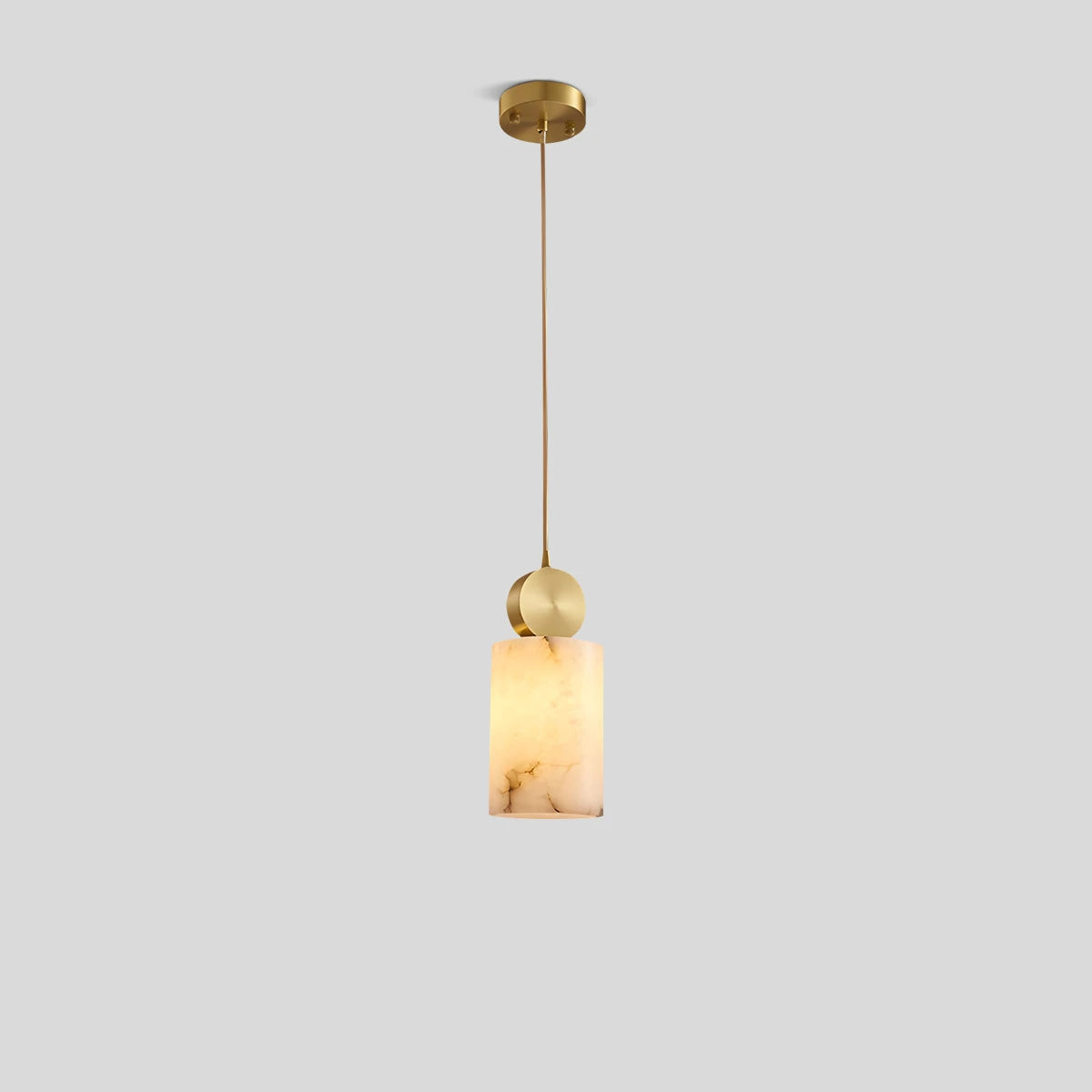 Antizer All Copper Geometric Spanish Alabaster Pendant Light Cylindrical Warm Light