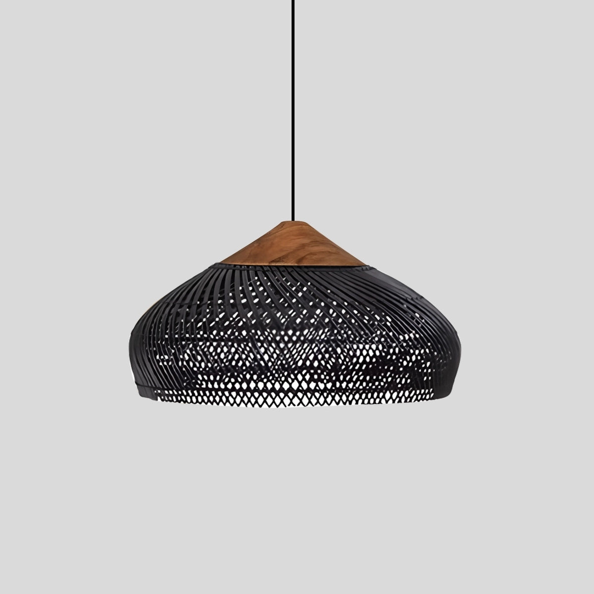 Antizer Rattan Lantern Pendant Light for Dining Room Black