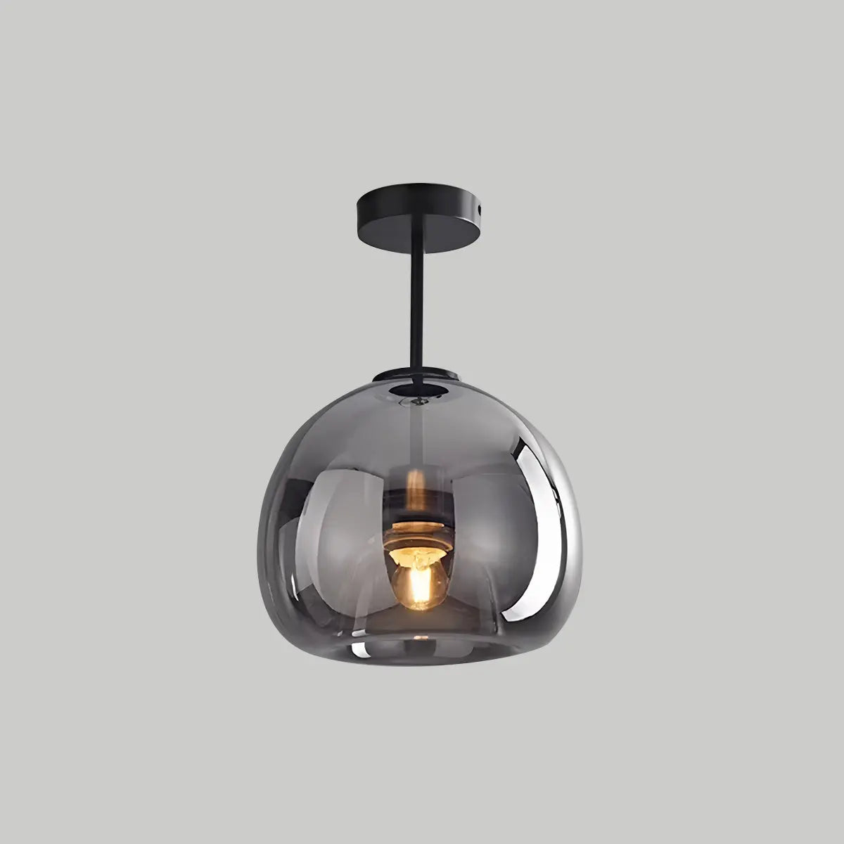 Antizer Vintage Glass Semi-Flush Ceiling Light for Entryway Black Style D