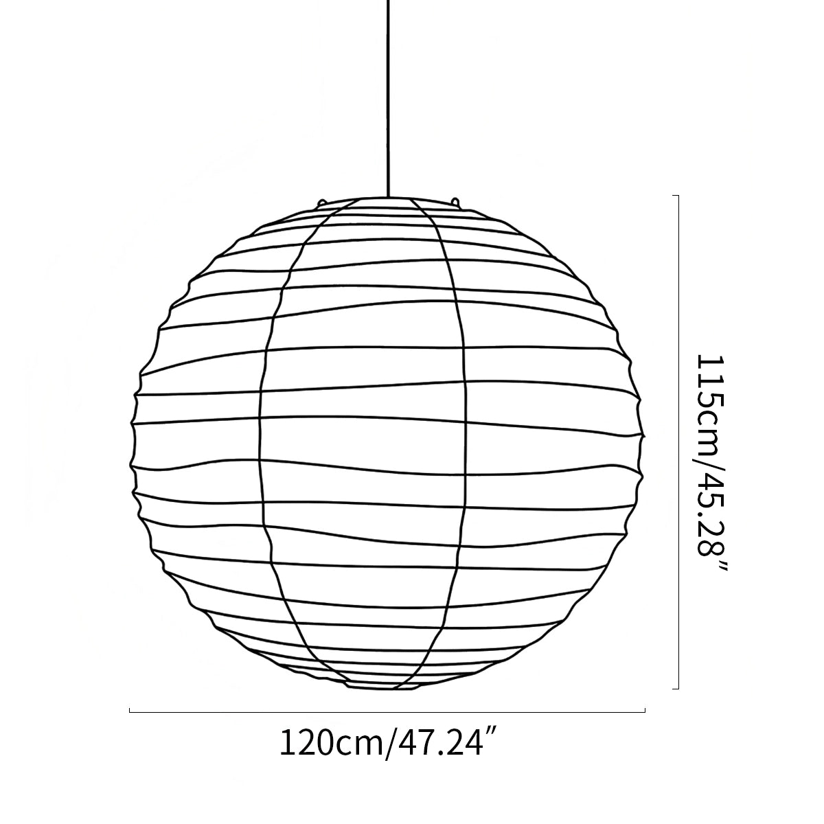 paper lantern pendant lamp size
