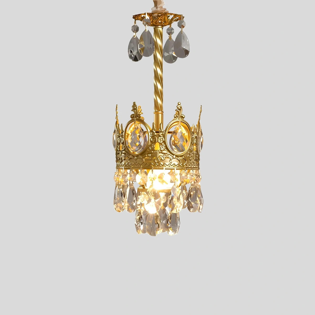 Antizer French Retro Crystal Chandelier for Dining Room Dia 14.5cm x H 34cm / ∅ 5.71" x H 13.39" Warm Light