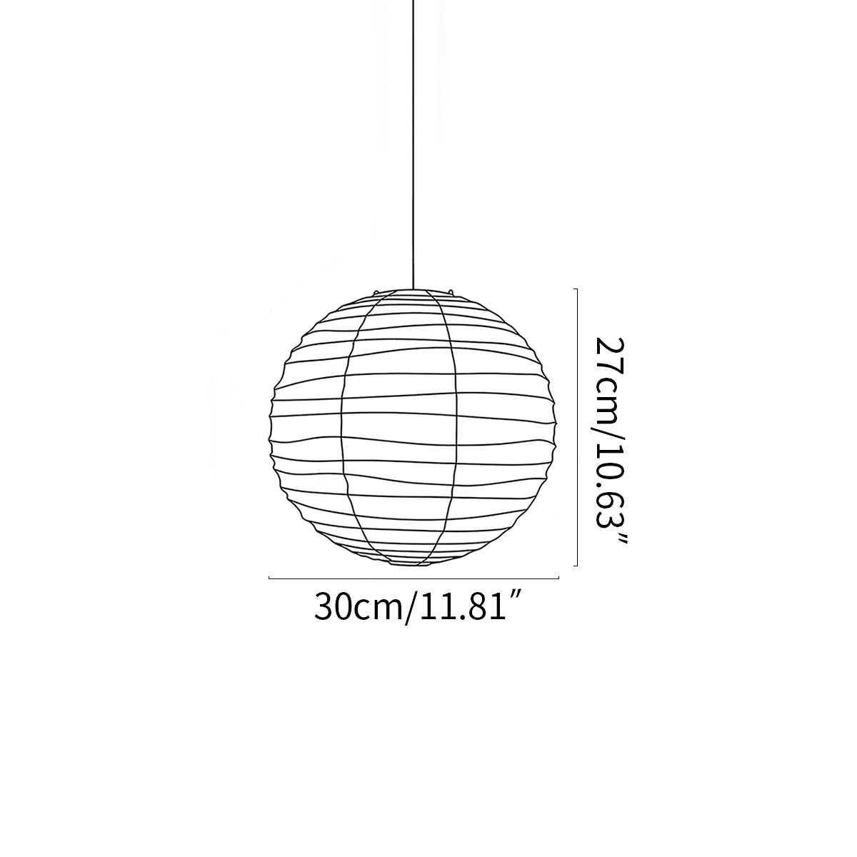 paper lantern pendant lamp size