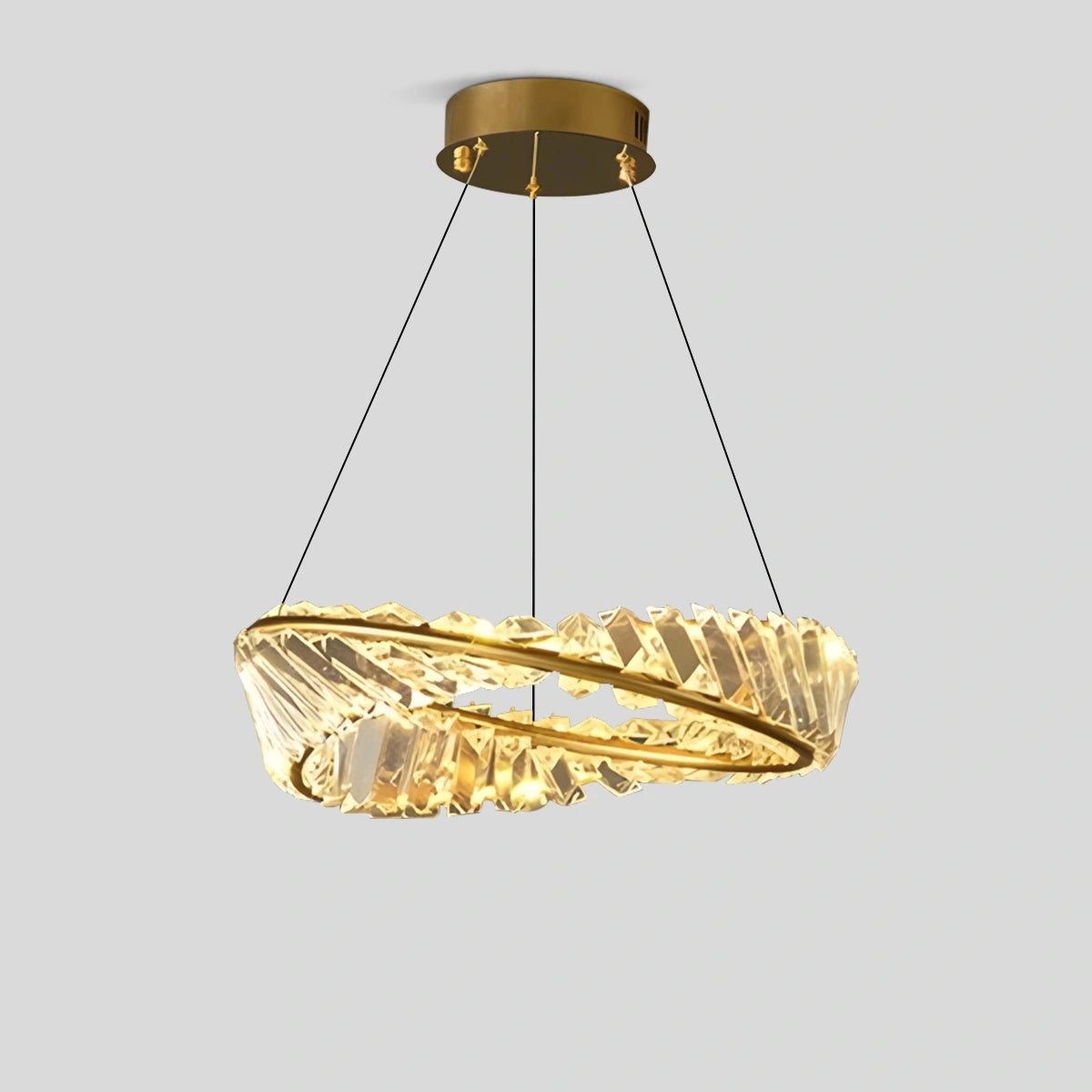Antizer Modern Luxury Metal Glass Ring Chandelier D40cm / 15.75"