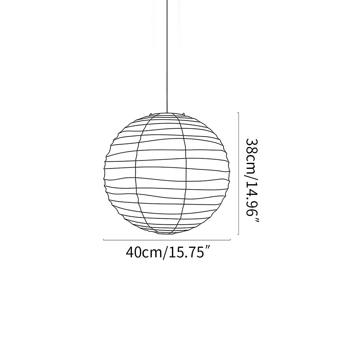 paper lantern pendant lamp size