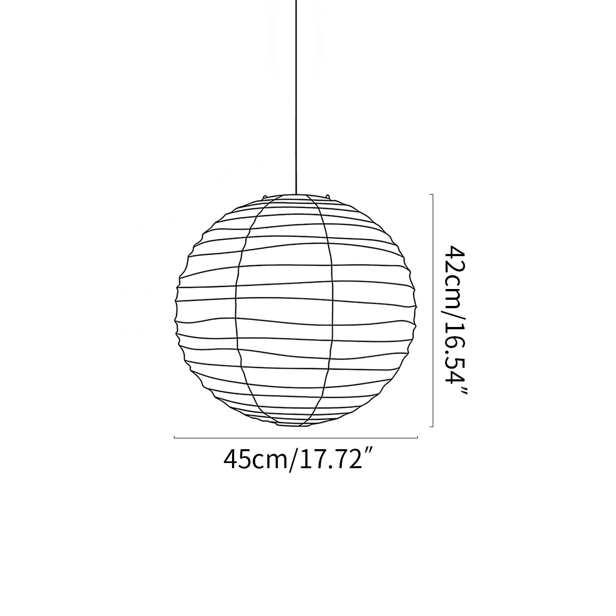 paper lantern pendant lamp size
