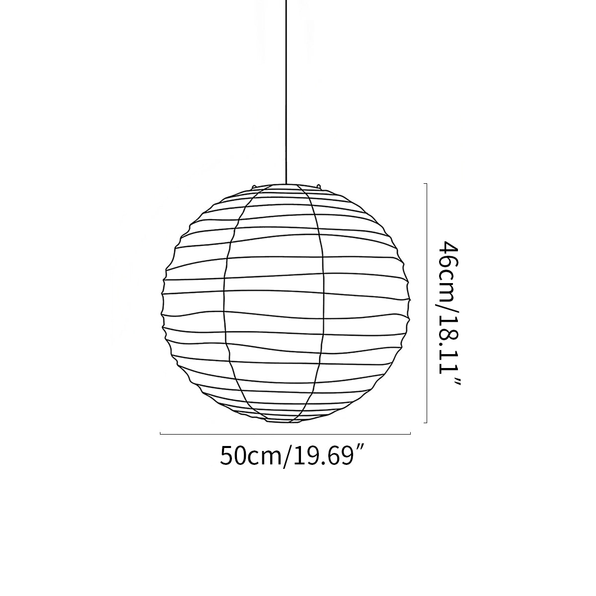 paper lantern pendant lamp size