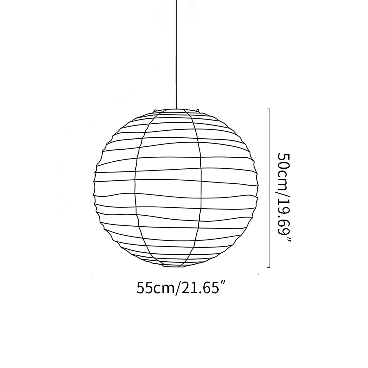 paper lantern pendant lamp size