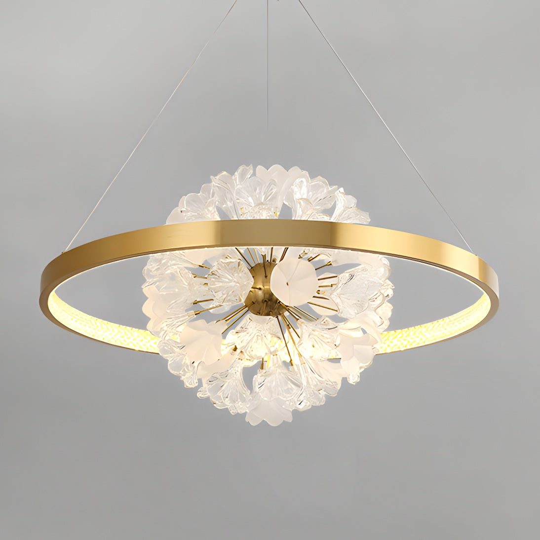 Antizer Nordic Light Luxury Ring Creative Chandelier 1 Circle Ball-D60cm / 23.62" × H31cm / 12.20" Tricolor Dimming