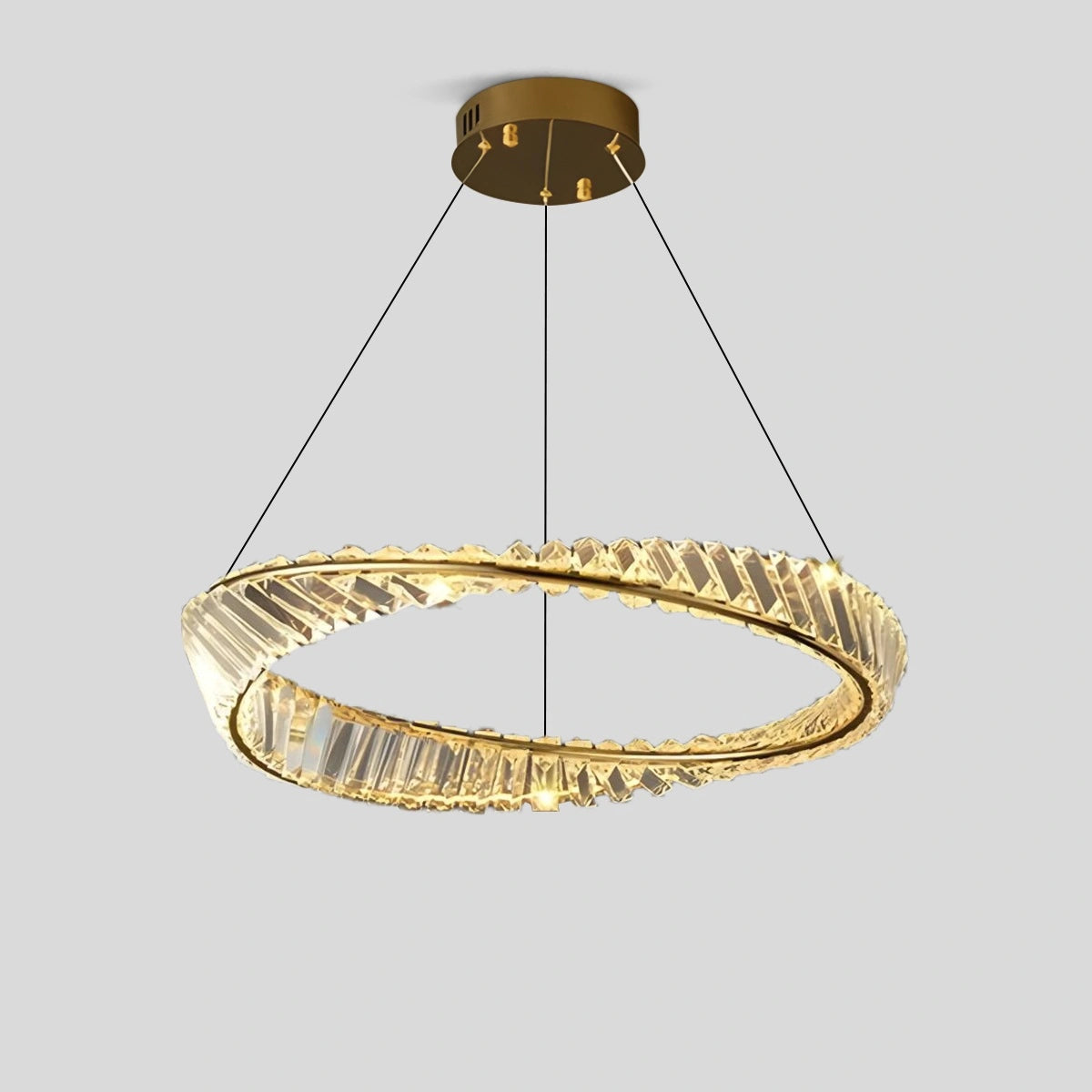 Antizer Modern Luxury Metal Glass Ring Chandelier D60cm / 23.62"