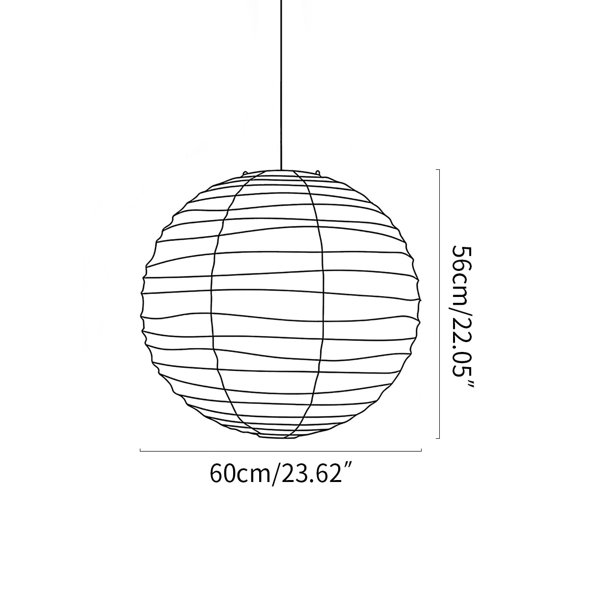 paper lantern pendant lamp size