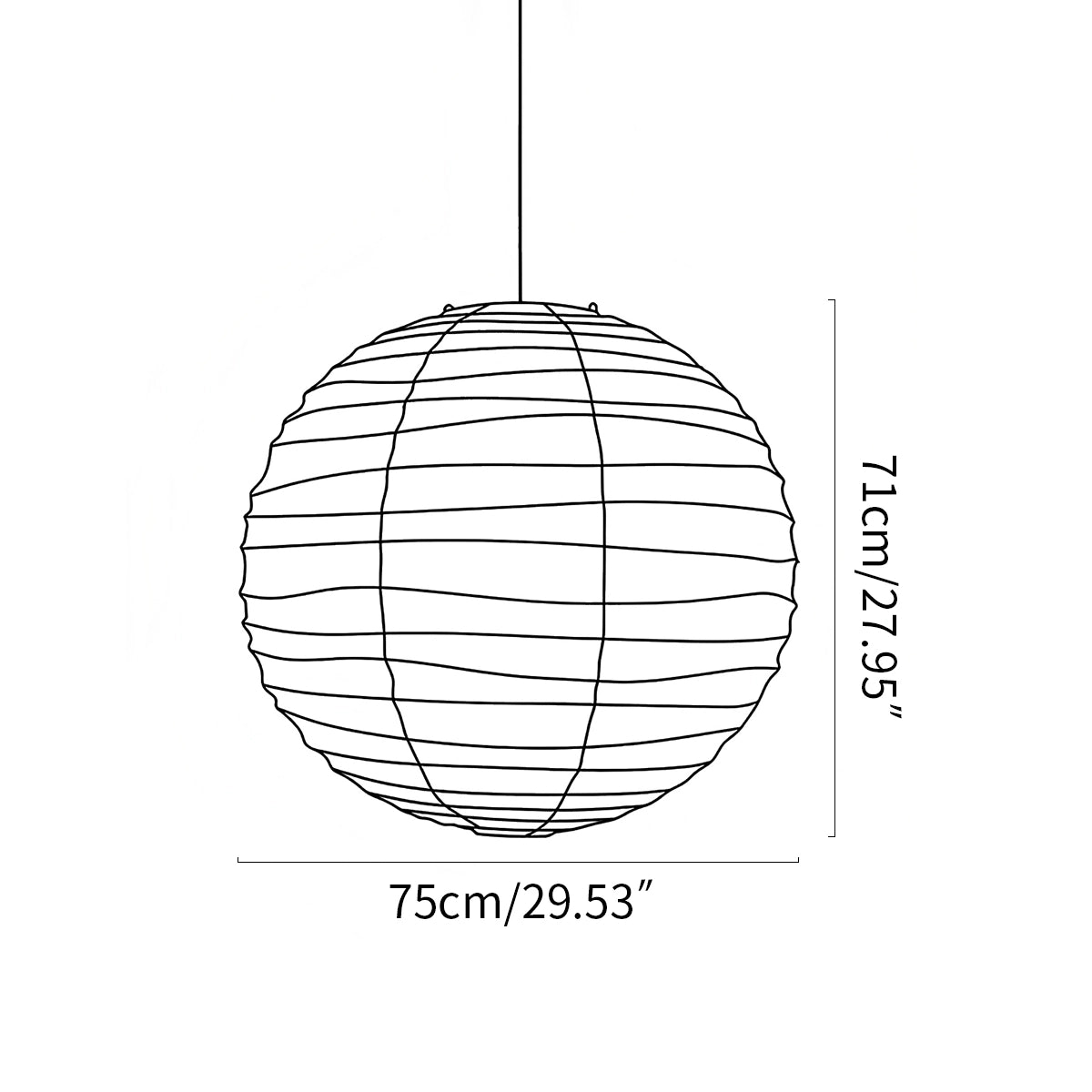 paper lantern pendant lamp size