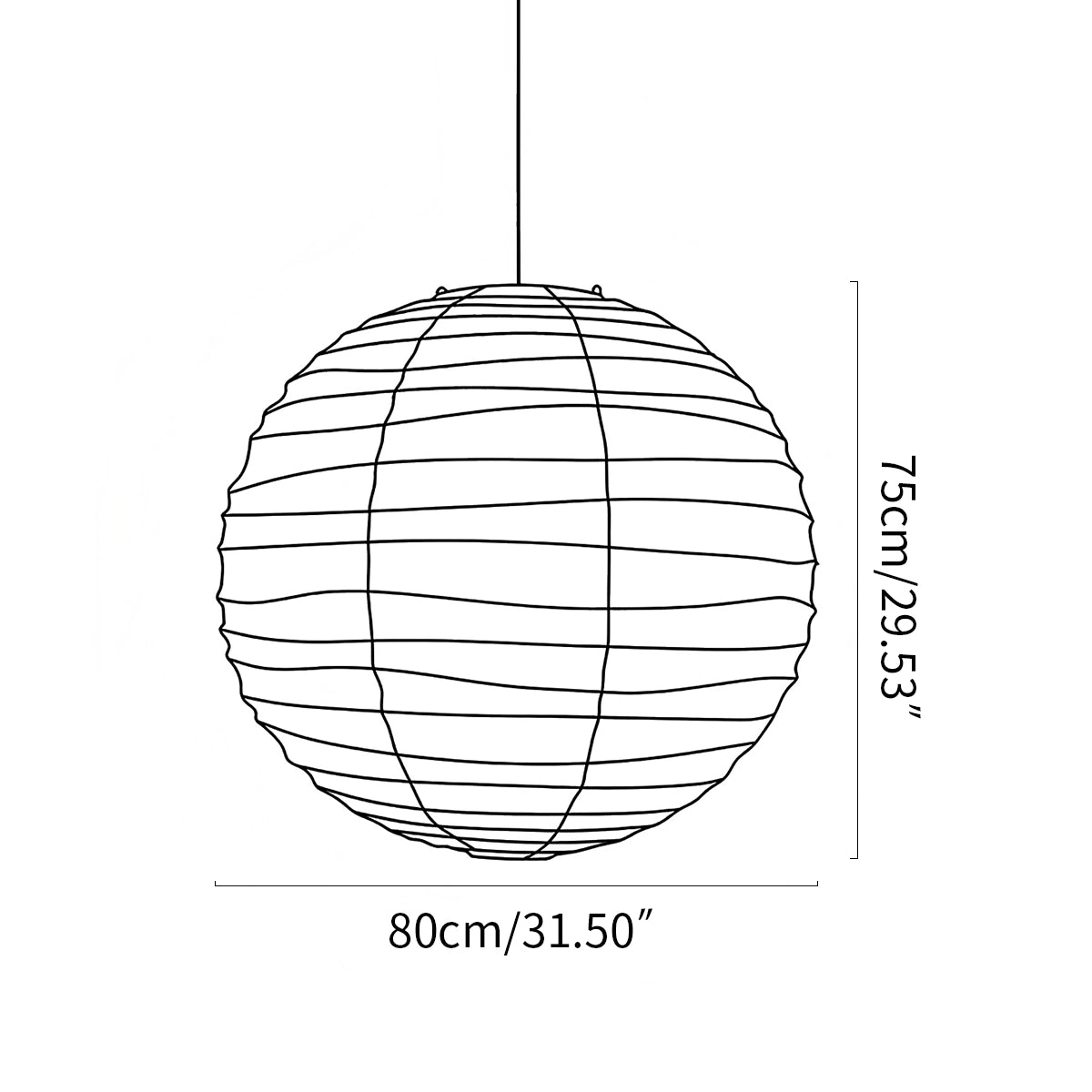 paper lantern pendant lamp size