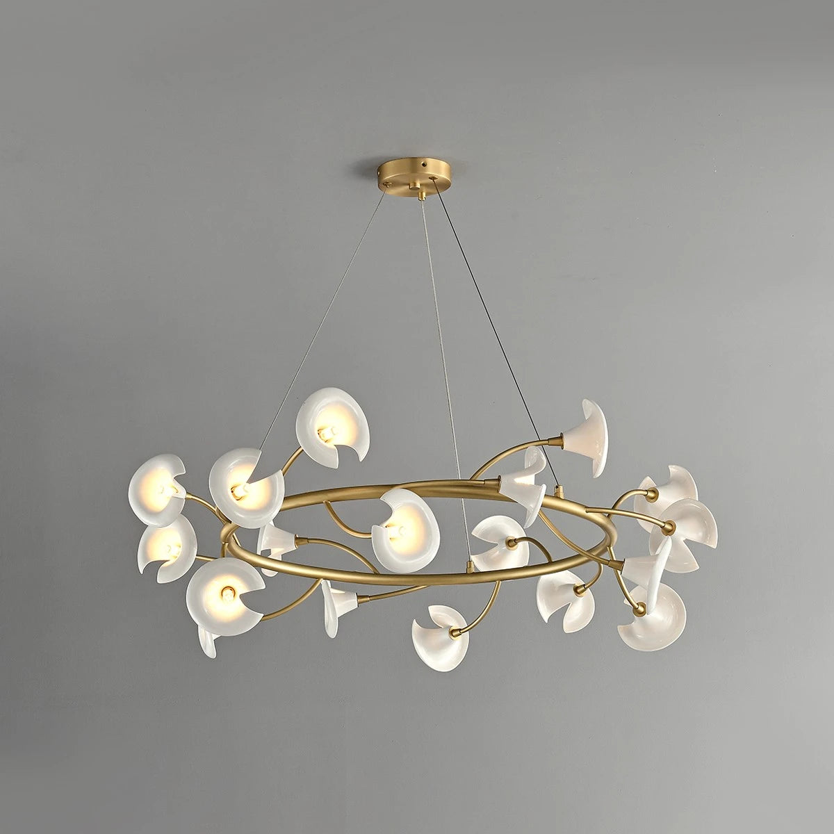 Antizer French Luxury Copper Ceramic Flower Chandelier D95cm / 37.40" Warm Light