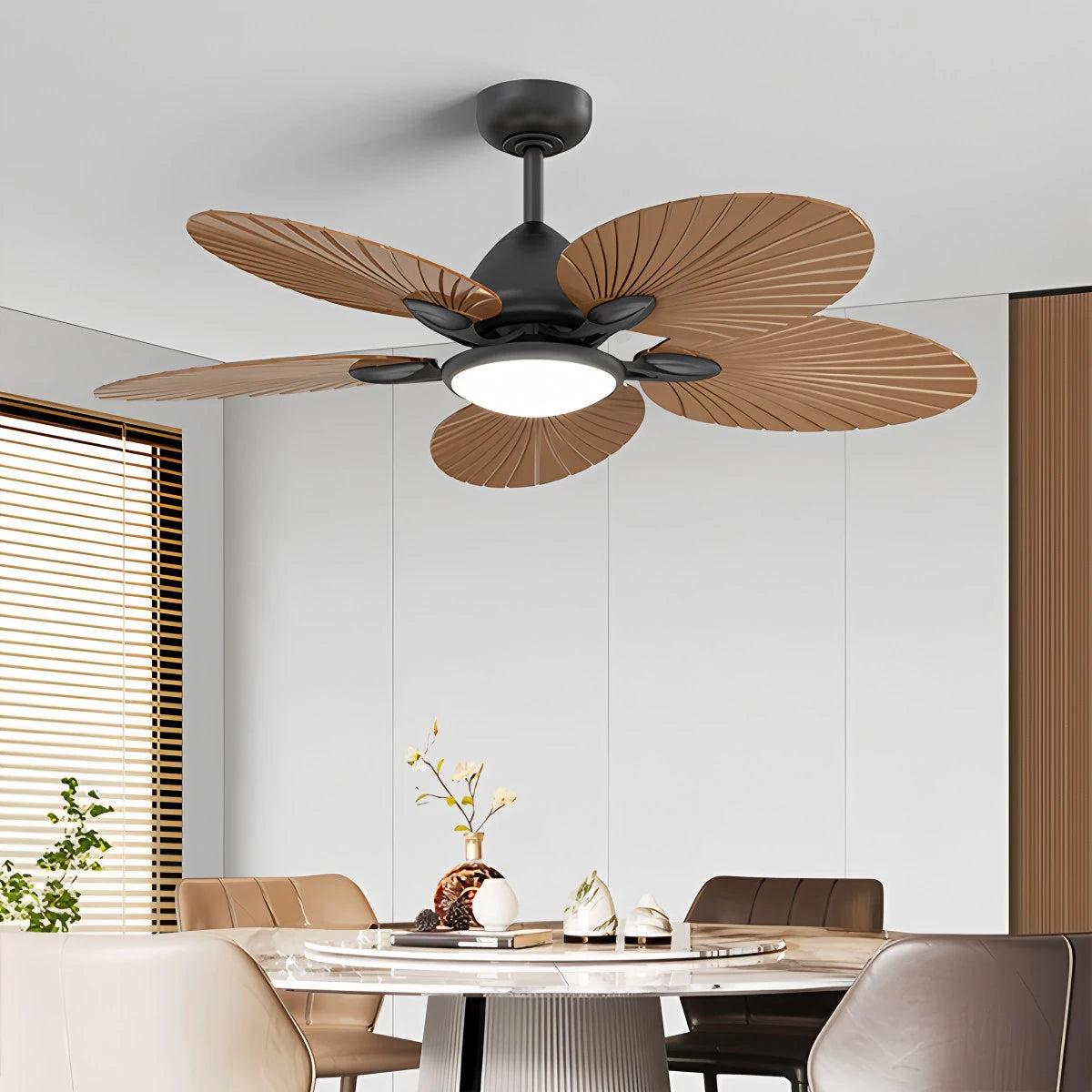 Antizer 5-Blade Palm Leaf Ceiling Fan with Light