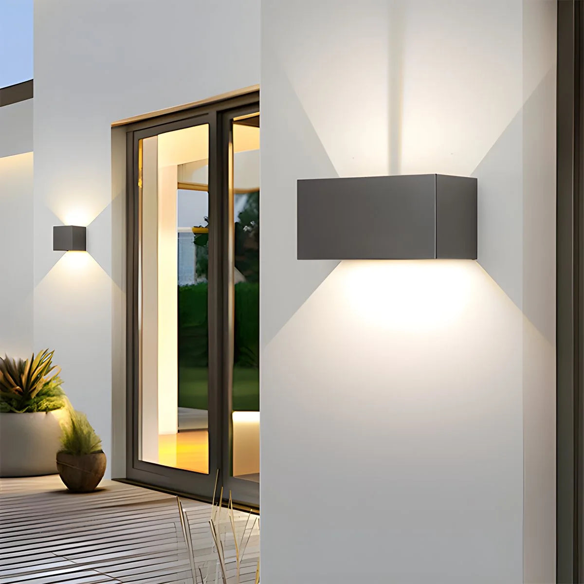Antizer Outdoor Aluminum Waterproof Garden LED Wall Light 2 Heads Warm Light