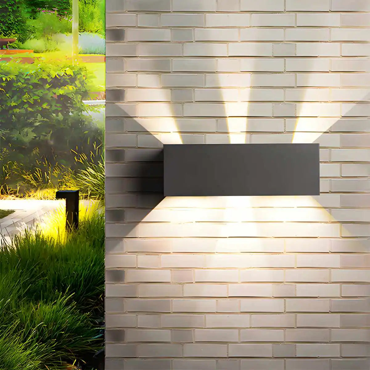 Antizer Outdoor Aluminum Waterproof Garden LED Wall Light 3 Heads Warm Light